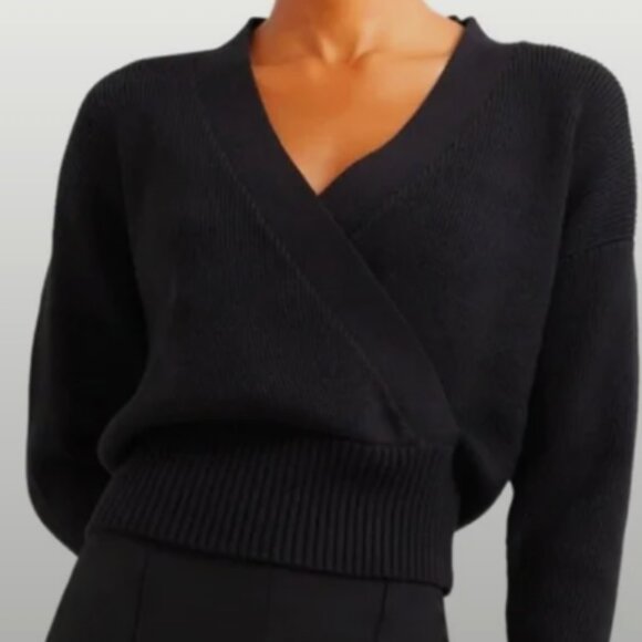 Modern Citizen Marlowe NWT Black Wrap Sweater V-Neck - Size L - Picture 2 of 2